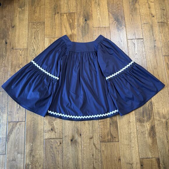 NWT VINEYARD VINES Ric Rac Bell Sleeve Blouse Navy White Embriodery Wmns Sz XXS - Picture 6 of 6